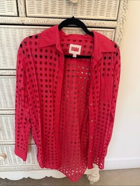 SOLID & STRIPED Pink Eyelet Button-Down Shirt